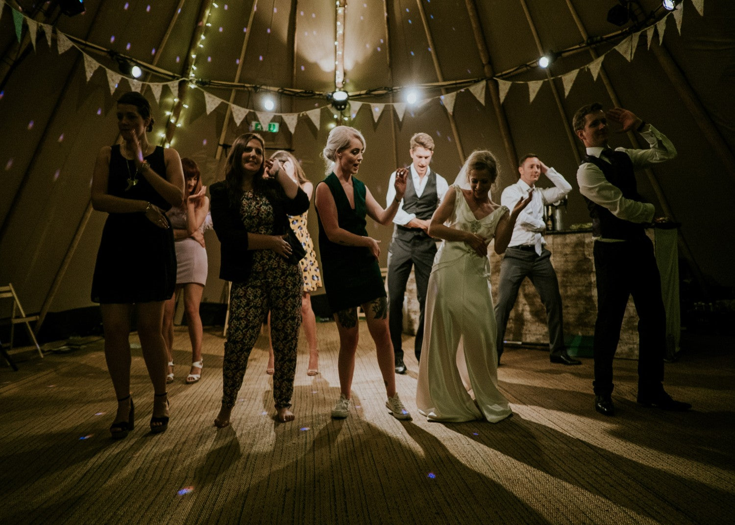 People dancing at a wedding reception