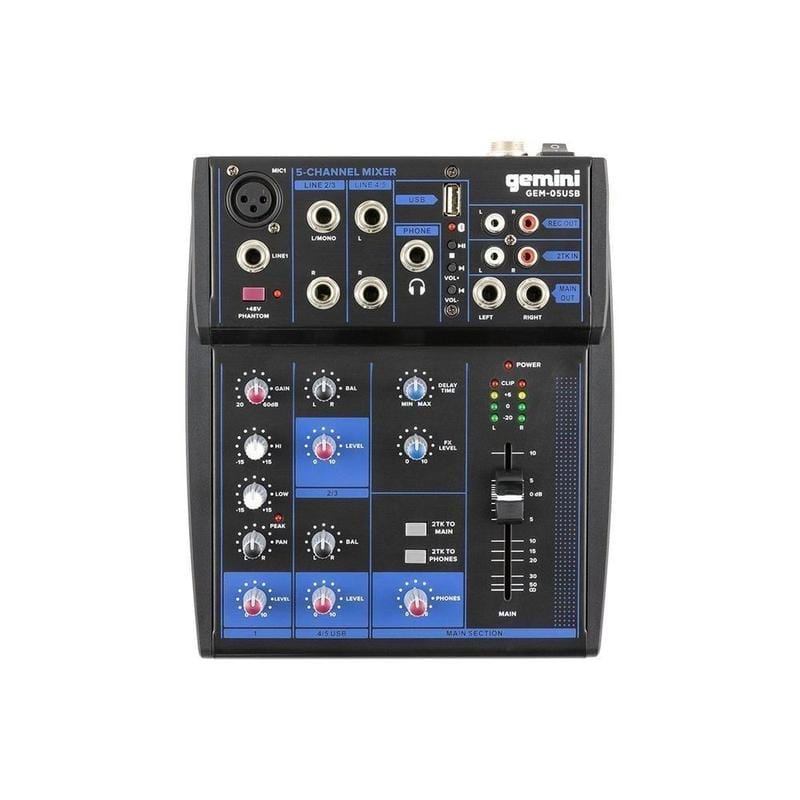Pro DJ Audio Equipment 5 Channel USB Unpowered Live Studio Music Mixer