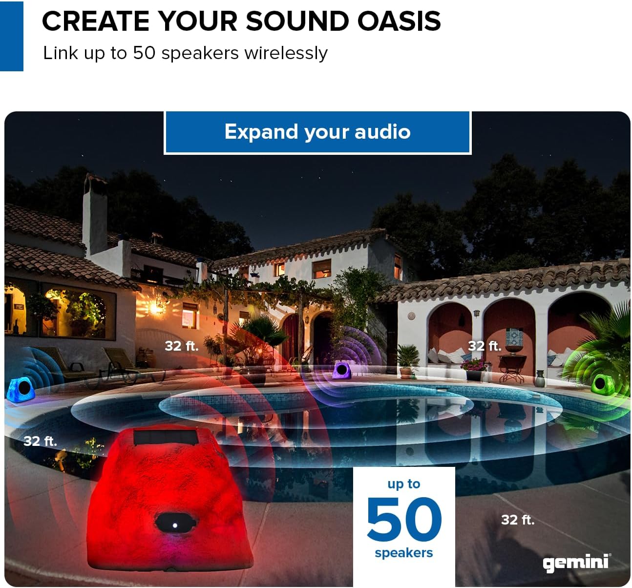 Gemini Sound GHRK-500LTMS-PR Outdoor Rock Speakers