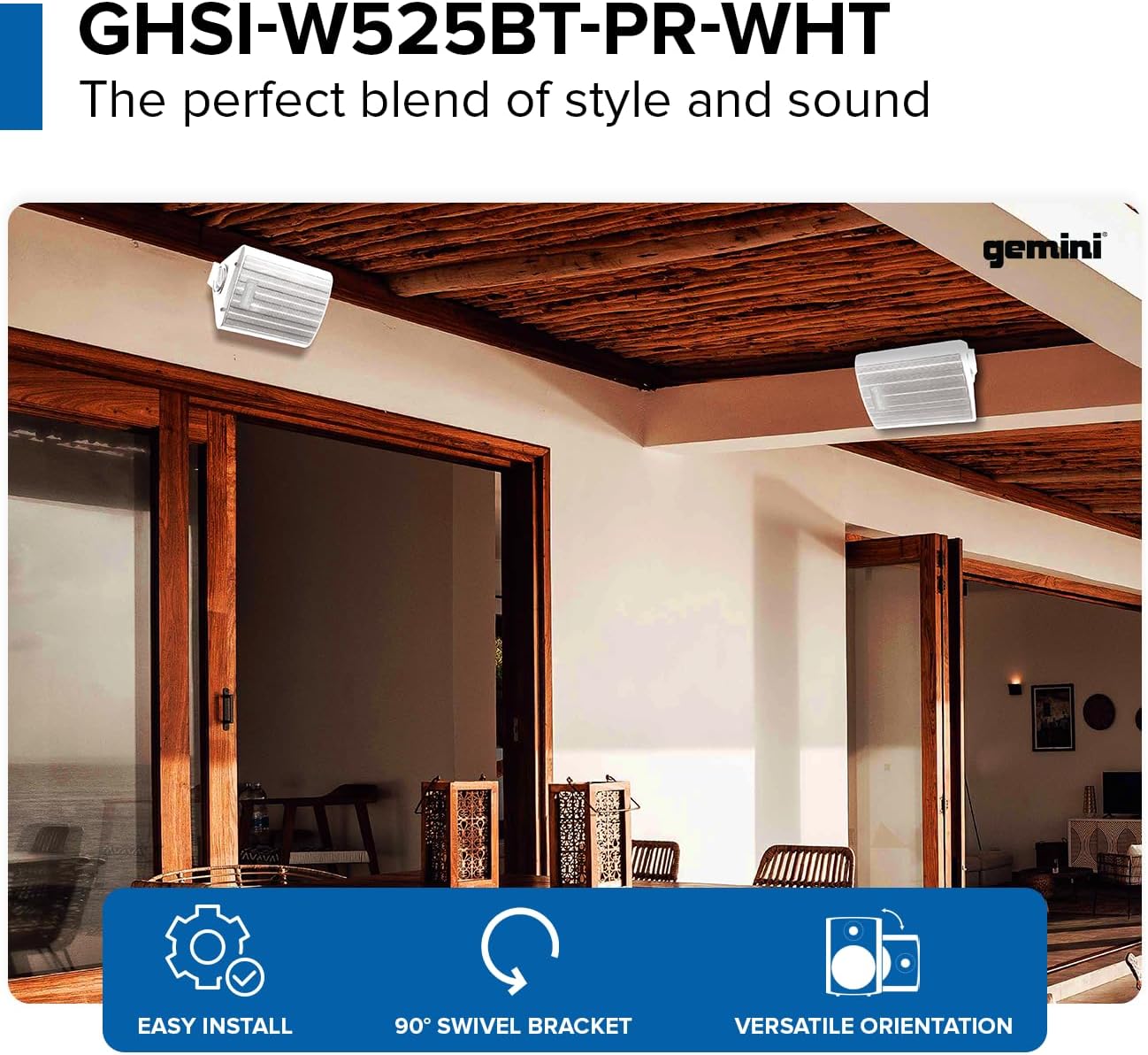 Gemini Sound GHSI-W525BT-PR-WHT Outdoor Wall Mount Speakers