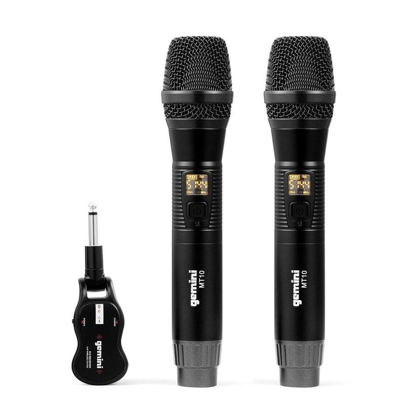 Gemini Sound Sistema de micrófono inalámbrico dual profesional, de mano de  largo alcance (150 pies) para DJ, iglesia, karaoke, conector XLR, 2