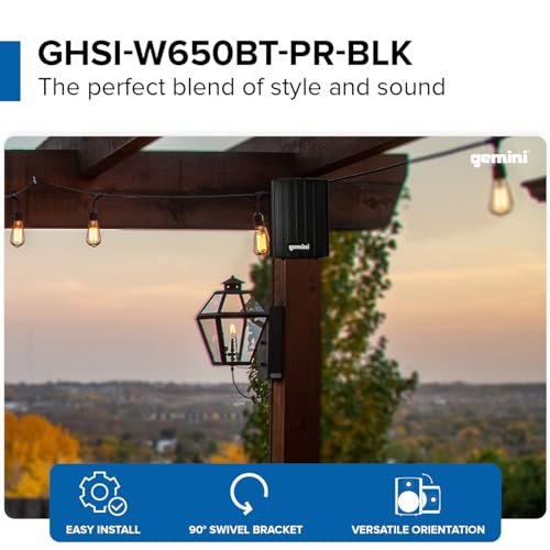 Gemini Sound GHSI Active/Passive Bluetooth Outdoor Speakers- Daisy Chain Capable, IP44, Wall Mount (Black, 100 Watts)