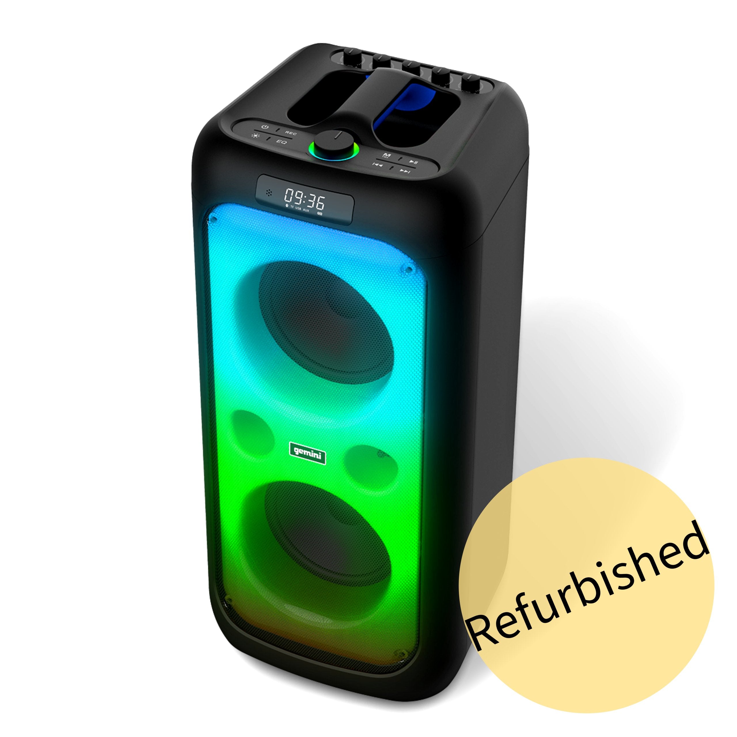 Gemini Sound Refurbed GGO-2650L Portable Bluetooth Boombox with LED Party Lights, 200W Power, Karaoke