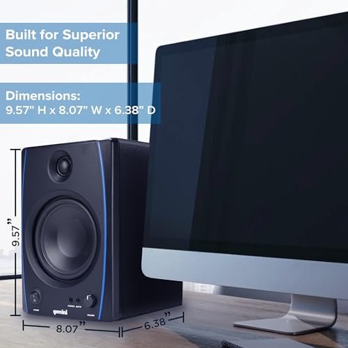 Gemini Sound SMX-5BT 5” Studio Monitor Speakers with Bluetooth - 200W Peak Power, TRS/RCA/Aux Inputs, Acoustic Tuning, Active/Passive Pair for Home Studio, DJ, and Music Production